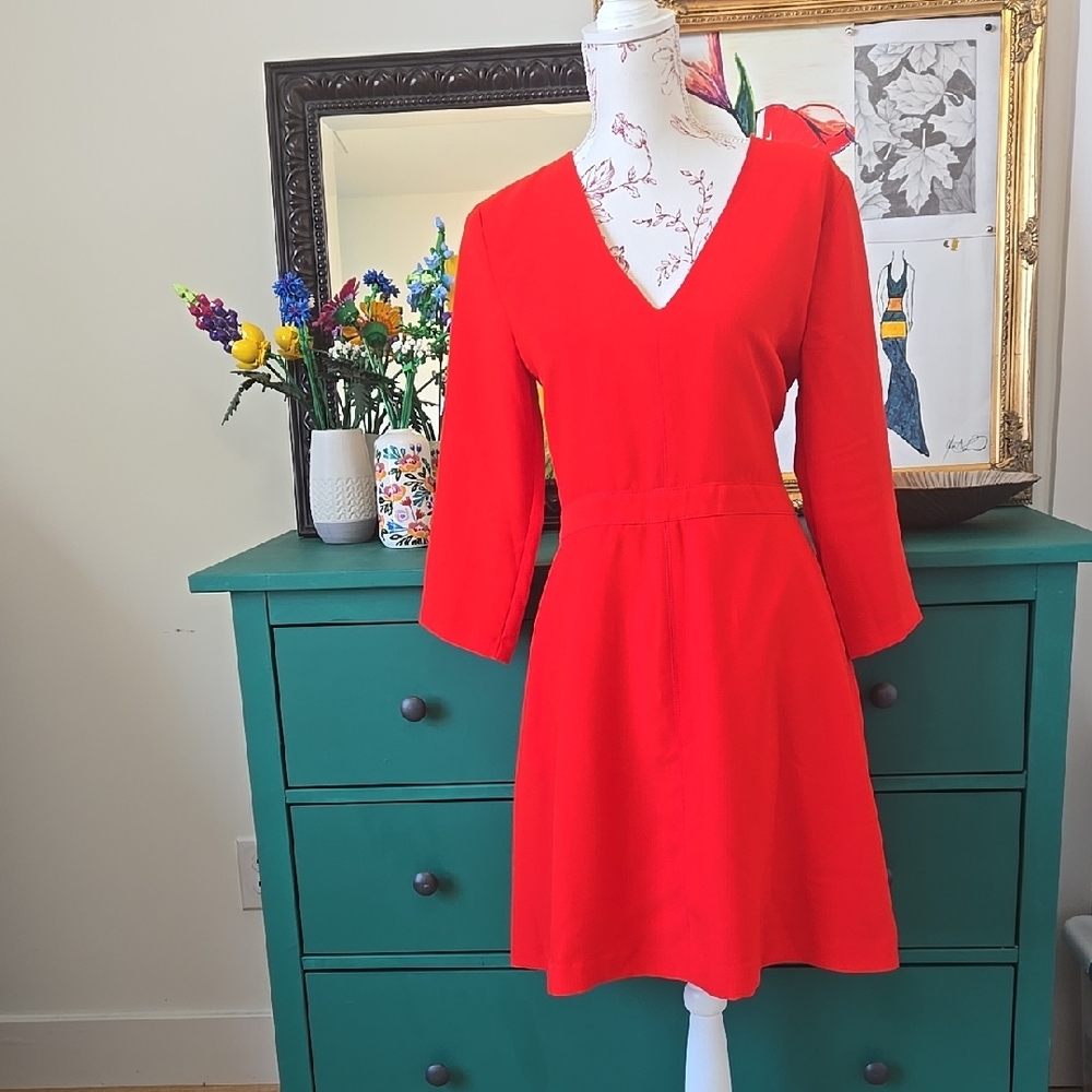 Banana Republic Red A-Line Bell Sleeve Dress